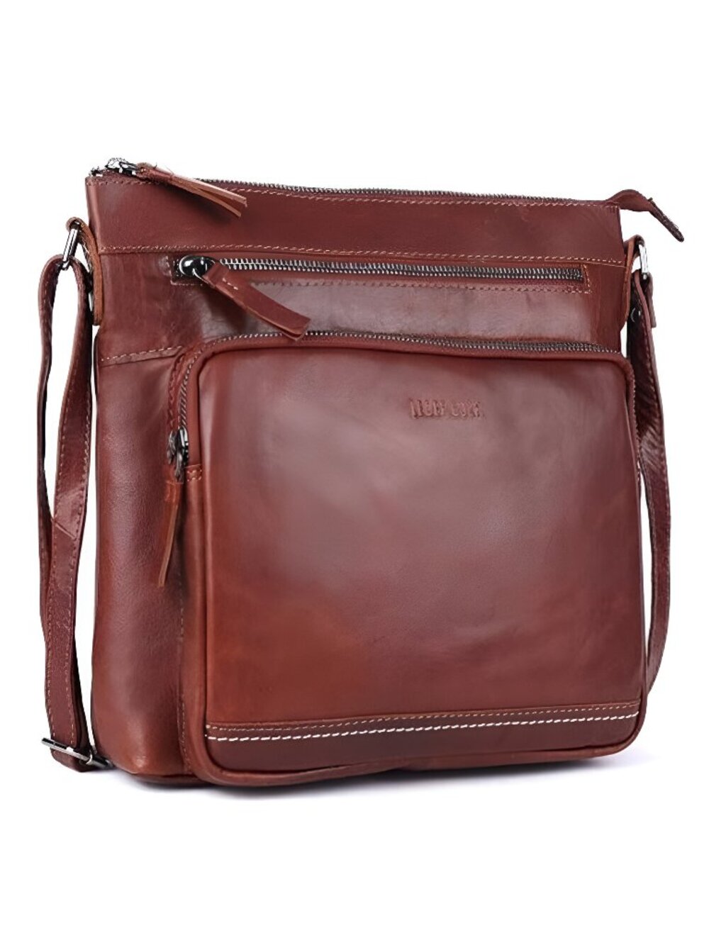 Women's Extra-Large Genuine Leather Crossbody Purse – Soft Triple-Zip